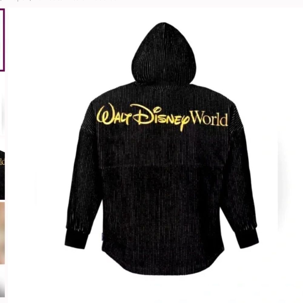 NEW Disney Park 50th Anniversary Spirit Jersey Velour Hoodie Black Gold L